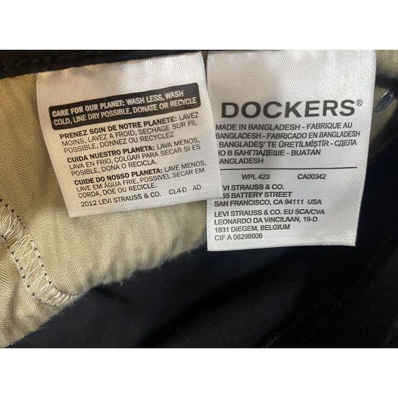 DOCKERS Alpha Khaki Black Slim Fit Supreme Flex Chino Men's Size Pants 34x29 - Picture 8 of 12